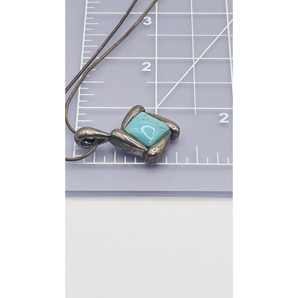 925 Silver Necklace Irregular Rectangle Pendant B… - image 3